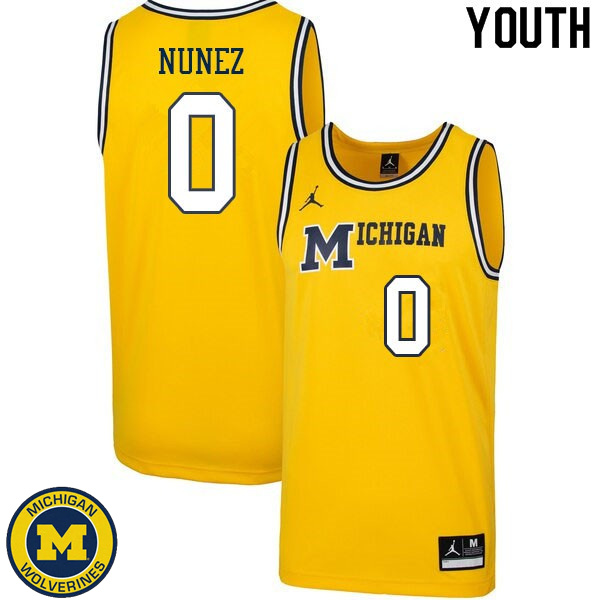 Youth University of Michigan #0 Adrien Nunez Retro Yellow Basketball Jersey